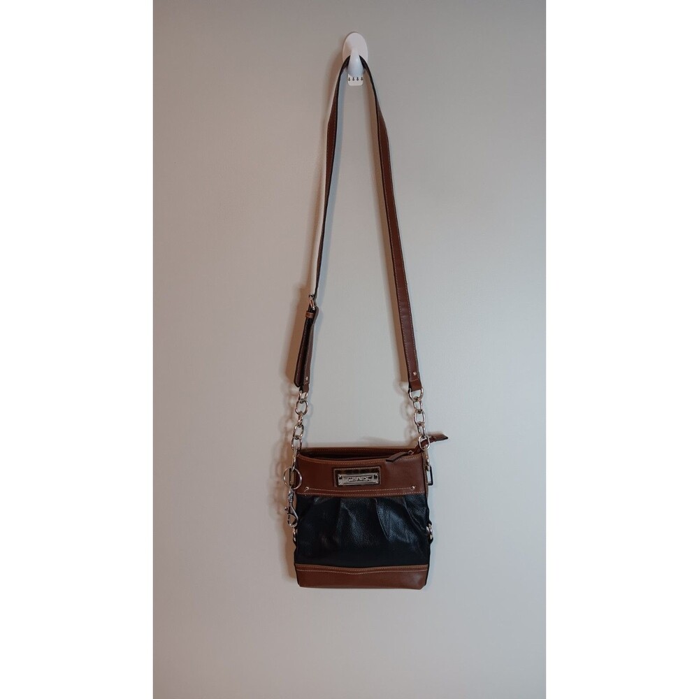 Chaps Crossbody Bag Vegan Leather Brown / Black Chain Detail